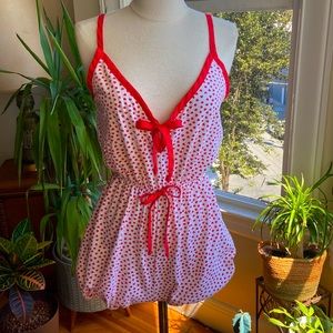 VINTAGE Red Hearts Print Romper ❤️❤️❤️
